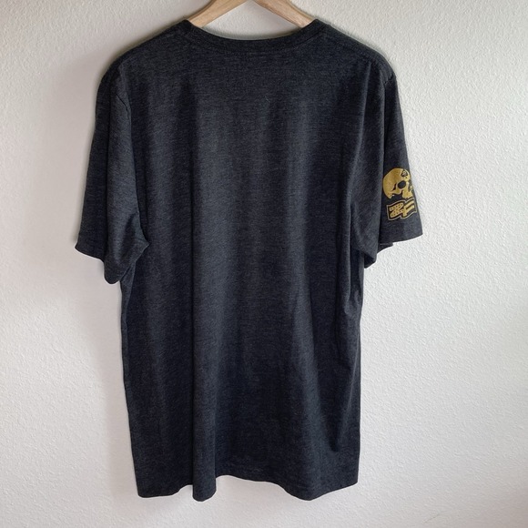 Zero Foxtrot USA Mens XL Graphic Grey Crew Neck Tee Indian Skull Warchief - Picture 3 of 8